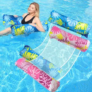 Upgrade Xl Water Pool Floats, Inflatable Pool Lounge, 4-In-1 Hammock Saddle Lounger Raft, Multi-Functional PVC Material, Summer Vacation Hawaiian Party