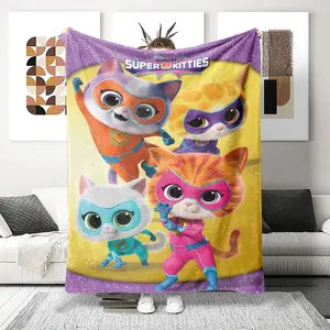 Flannel Featuring Superkitties Characters, Lightweight Throw Blanket, Soft Cozy Skin-Friendly Material, Perfect Holiday Gift for Home Use
