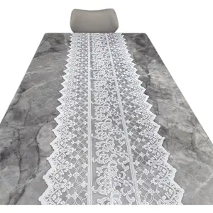 White Lace Triangular Flag Tablecloth Table Runner Shoe Cabinet Dust Cover Piano Cover Refrigerator Lace Table Runner