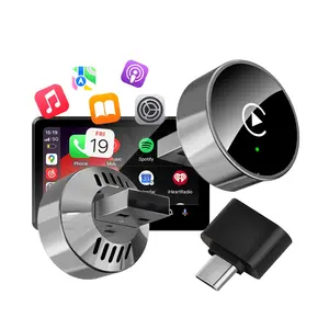 2026 Latest Round Wireless Carplay Adapter, Carplay & Android Auto Plugin, Compatible with Apple and Android Systems, Wired to Wireless Conversion