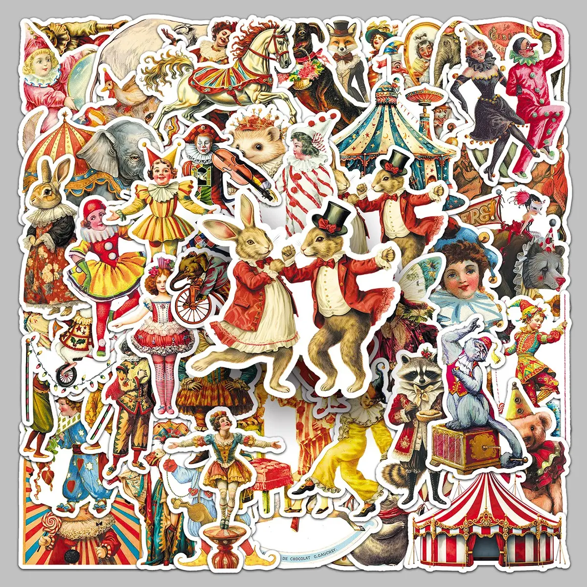 50pieces Victorian retro circus stickers cartoon creative notebook computer mobile phone envelope photo frame stickers