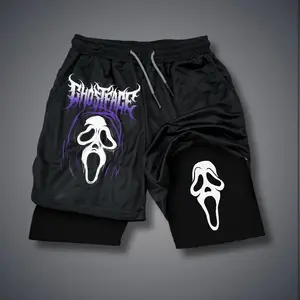 Halloween 80s 90s summer men shorts for men jorts outfit men graphic shorts Double-layer sports shorts Comfortable short shorts summer