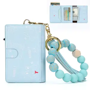 【Womens Gifts】Leather Wallet Card Holder with Elegant Bracelet: Pop Up Aluminum Case, Slim, Minimalist - 6-9 Card Capacity | ID Window | Cash Slot
