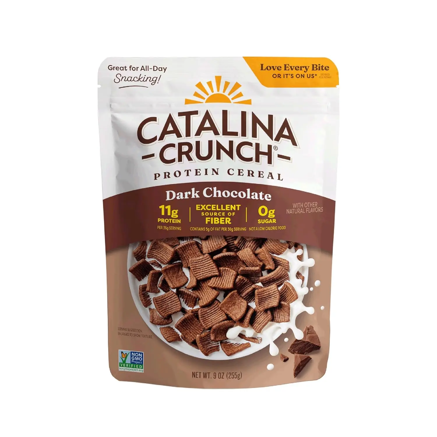Catalina Crunch Protein Cereal, Dark Chocolate, 9 oz Bag (Pack of 1) | Sugar Free, 11g of Protein, Gluten Free, Excellent Source of Fiber, Breakfast Cereal, Packaging May Vary