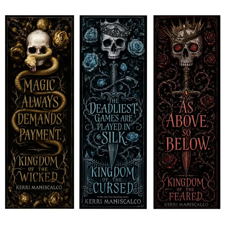 2DTrendy Romantasy BookTok Aesthetic Clear Acrylic Bookmark, Gothic Crowned Skull and Dagger Page Marker, Dark Fantasy Reader Accessories for Book Clubs