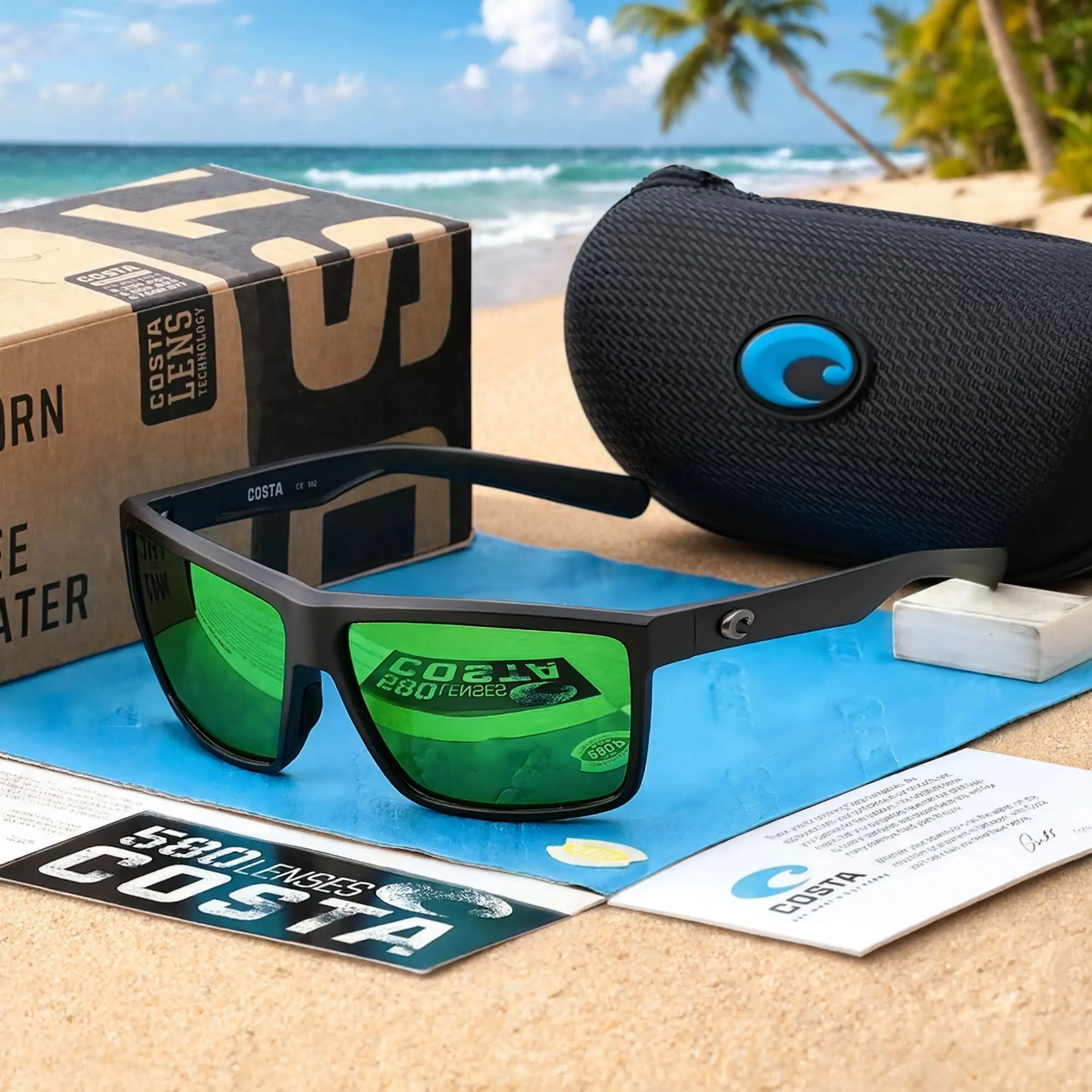 Costa Del Mar Men's Rinconcito Rectangular Sunglasses - Sun Protection, Secure Ergonomic Sports Frame for Fishing, Outdoor Cycling Mobile Phone Accessories