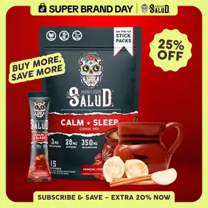Salud 2-in-1 [Calm + Sleep] Nighttime Drink Mix, Agua Fresca,  Melatonin, Magnesium, Saffron Extract, L-Theanine, Relaxation & Sleep Support, Non-GMO, Gluten Free, Vegan, Low Calorie, 1g Sugar (15 Servings)