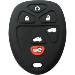 Silicone Car Key Fob Cover Protector for 2007-2014 Chevy Tahoe, Suburban, GMC XL Denali (Part Nos. 15913427,15857840,20869057,22756462) - Soft Grip, Button Access, Keeps Clean, Protects Keys (1 Piece)