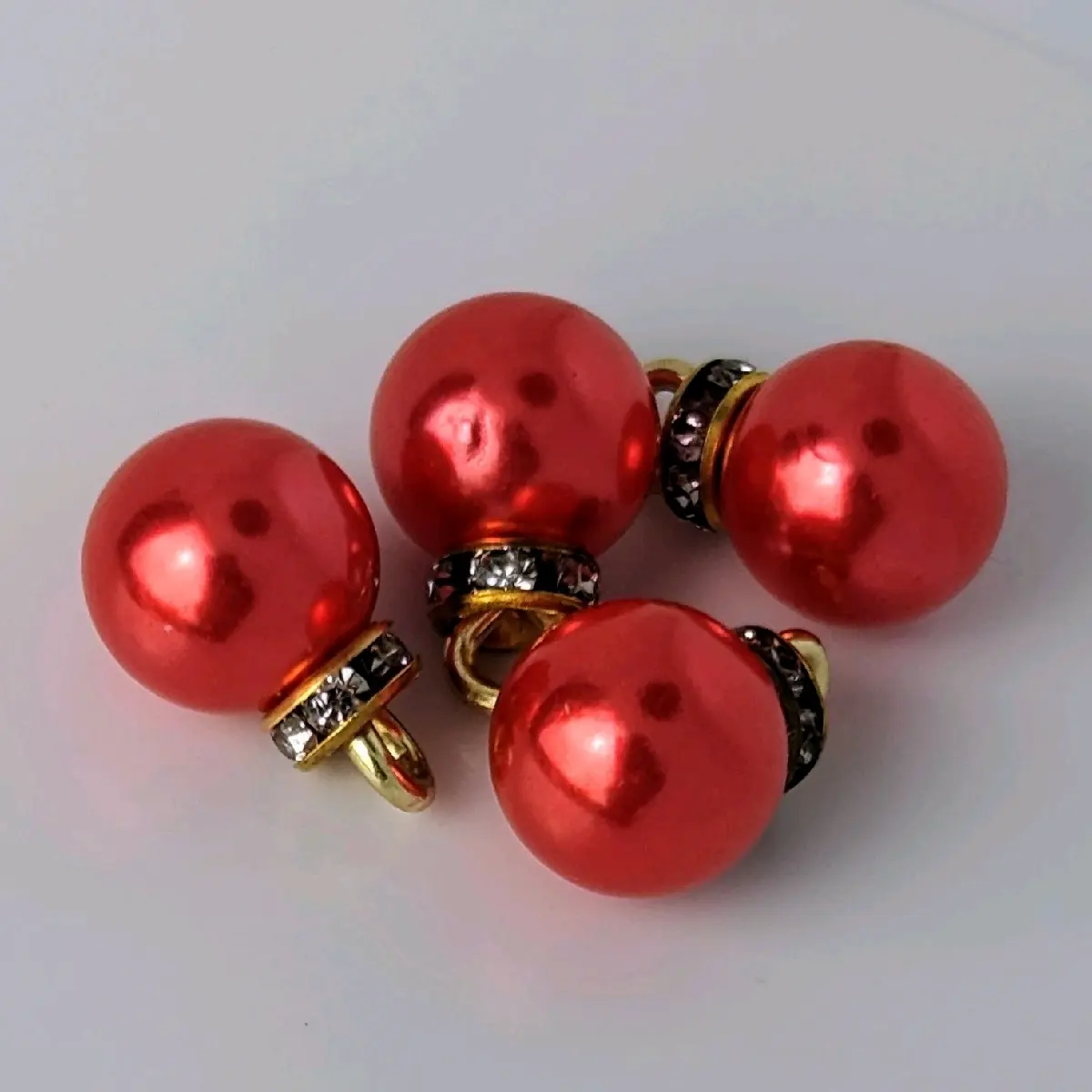 4 Piece Set of Mini Christmas Ornament Charms (Coral)