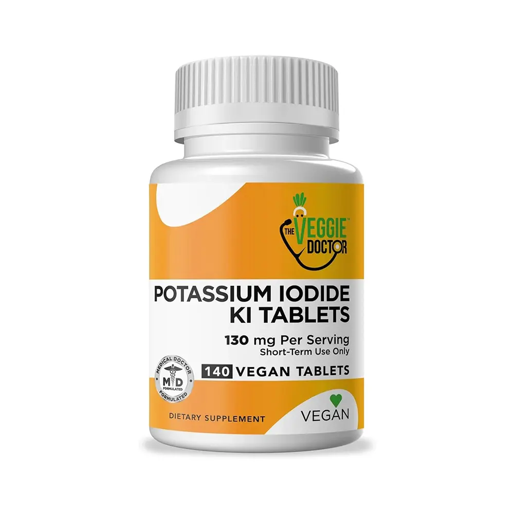 The Veggie Doctor Potassium Iodide Radiation Dietary Nutritional Supplement Tablets 130mg - USA-Made, Vegan, Gluten-Free, GMO-Free, Iodine Support, Thyroid Aid, 140 Count for Adults & Kids - Health, Minerals
