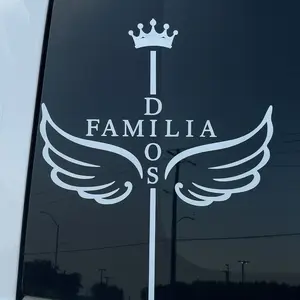 Car Stickers Decal - Familia Dos Design with Crown and Wings Emblem for Personalization