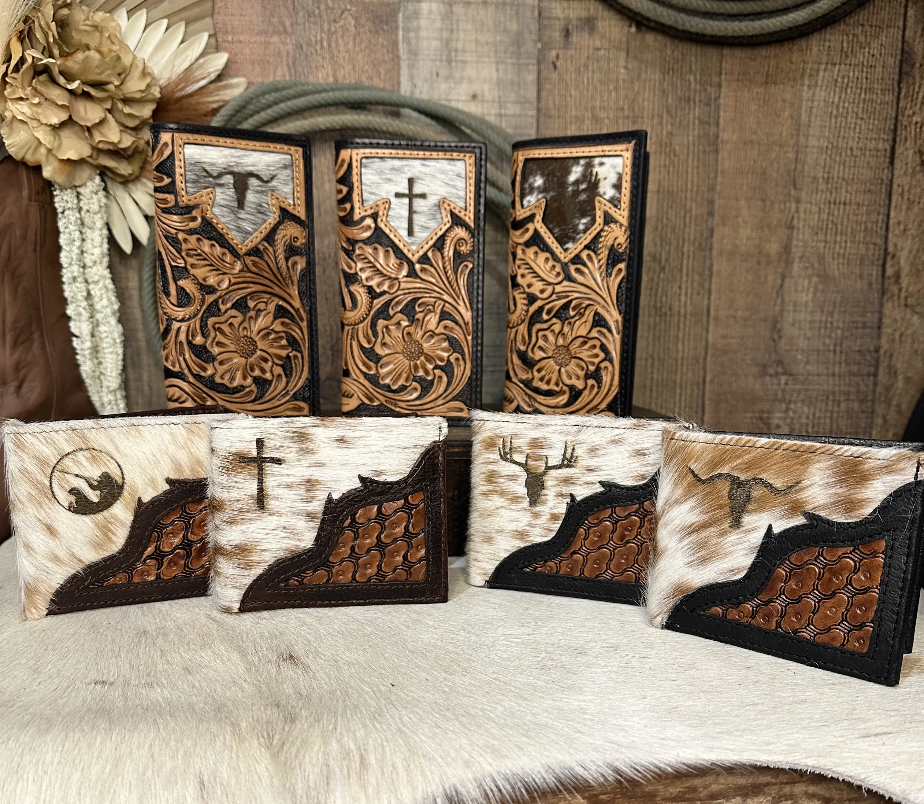 Men's Cowhide Wallet | Tooled Leather Wallet | Custom Branded Wallet | Gift for Men | Christmas Gift for Men