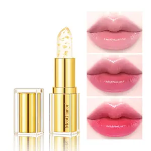 Gold Foil Jelly Color-Changing Lip Balm Lipstick, Glossy Radiant Long-Lasting Moisturizing Hydrating, Temperature-Sensitive, Gentle, Non-Stick Cup, Anti-Crack, Perfect Gift