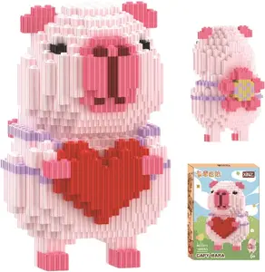 Capybara Building Block Set - 1498 Pcs Pink Animal Micro Building Kit - 3D Nano Bricks Puzzle Toy - DIY Educational STEM Project - Aesthetic Desktop Decoration, Collectible Figure Gift for Kids, Teens and Adults