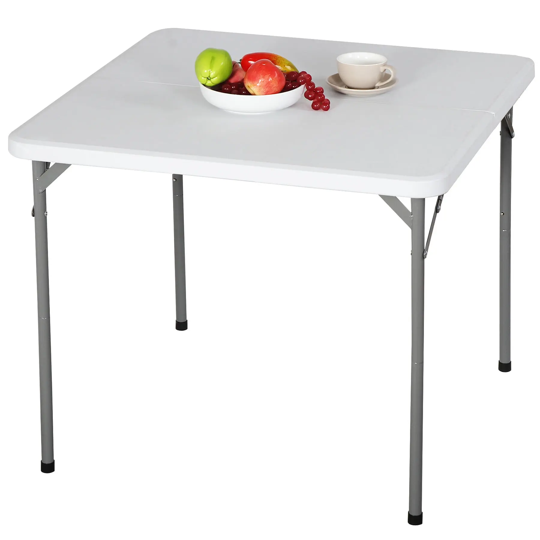 ZENY 2.8FT HDPE Plastic Bi-Folding Picnic Dining Table - Adjustable, 250lb Capacity, Easy-Folding, Lightweight Indoor Outdoor Table (White), Lightweight Outdoor Table