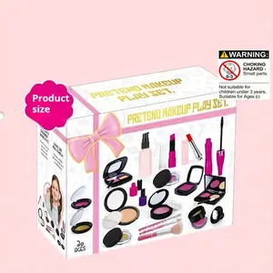 Kids Makeup Toy Set, Realistic Cosmetic Playset, Non-Toxic Lipstick Nail Polish Props, Christmas Gift Box for Girls, Pretend Play Set