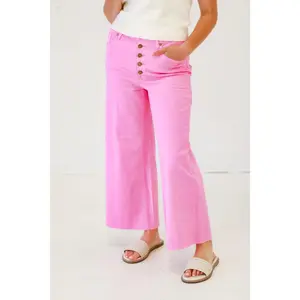 Downtown Vibes Wide Leg Pants in Barbie Pink