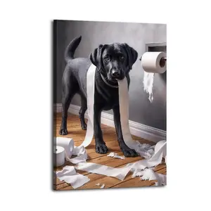 Black Labrador Bathroom Canvas Aesthetic For The Bedroom Wall Sitting Room Dormitory Wall Office Wall Poster Decorative Painting Canvas Wall