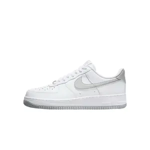 Nike Air Force 1 Low '07 White Light Smoke Grey Men's Casual Sneakers with Perforated Toe Box & Air Midsole Cushioning for Daily Wear - Closed - Trainer