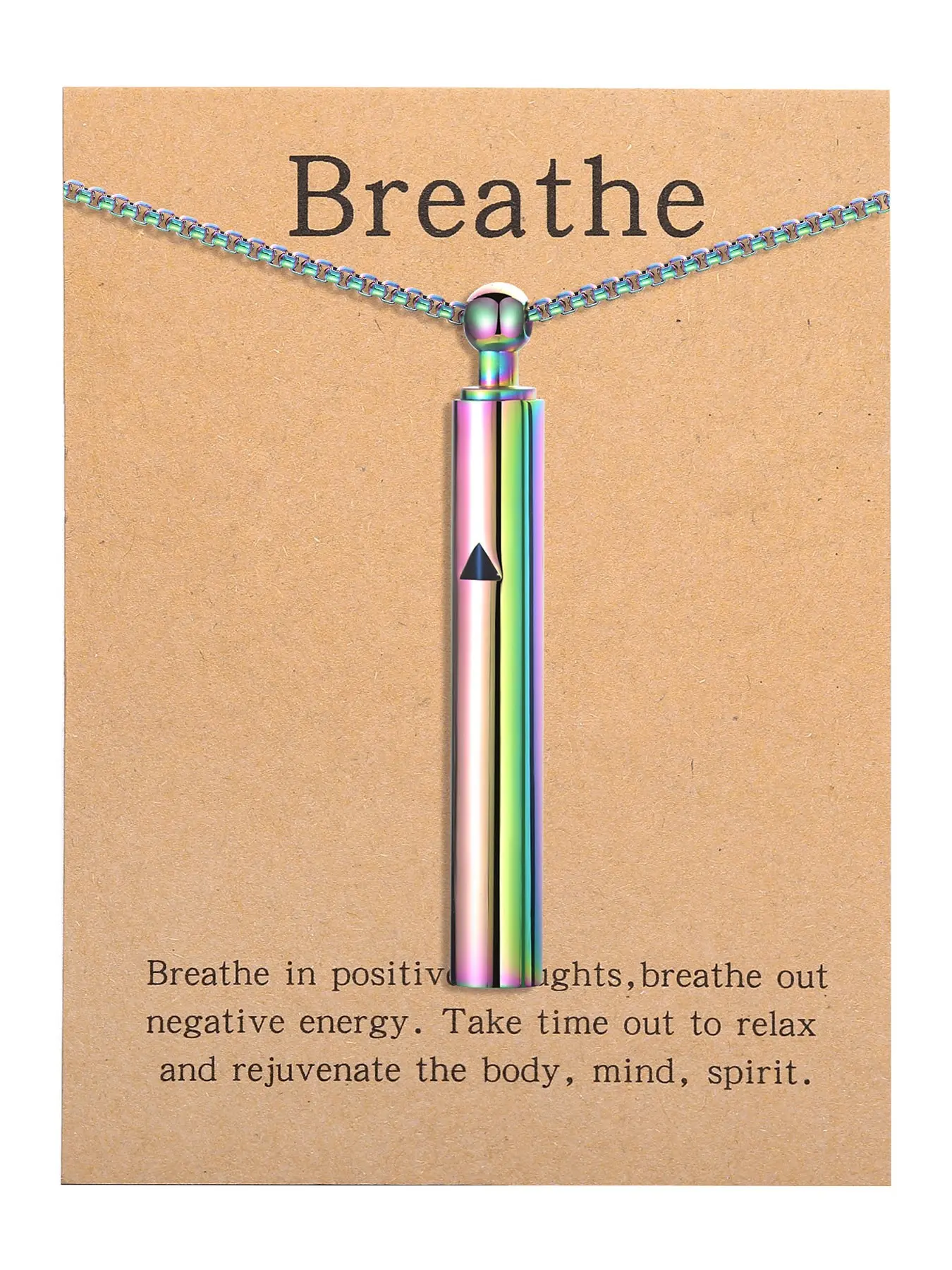 Anxiety Relief Necklace, Focus Breathing Pendant, Mindful Breathing, Stainless Steel Charm, Natural Relaxation and Stress Reduction, Ideal for Daily Use