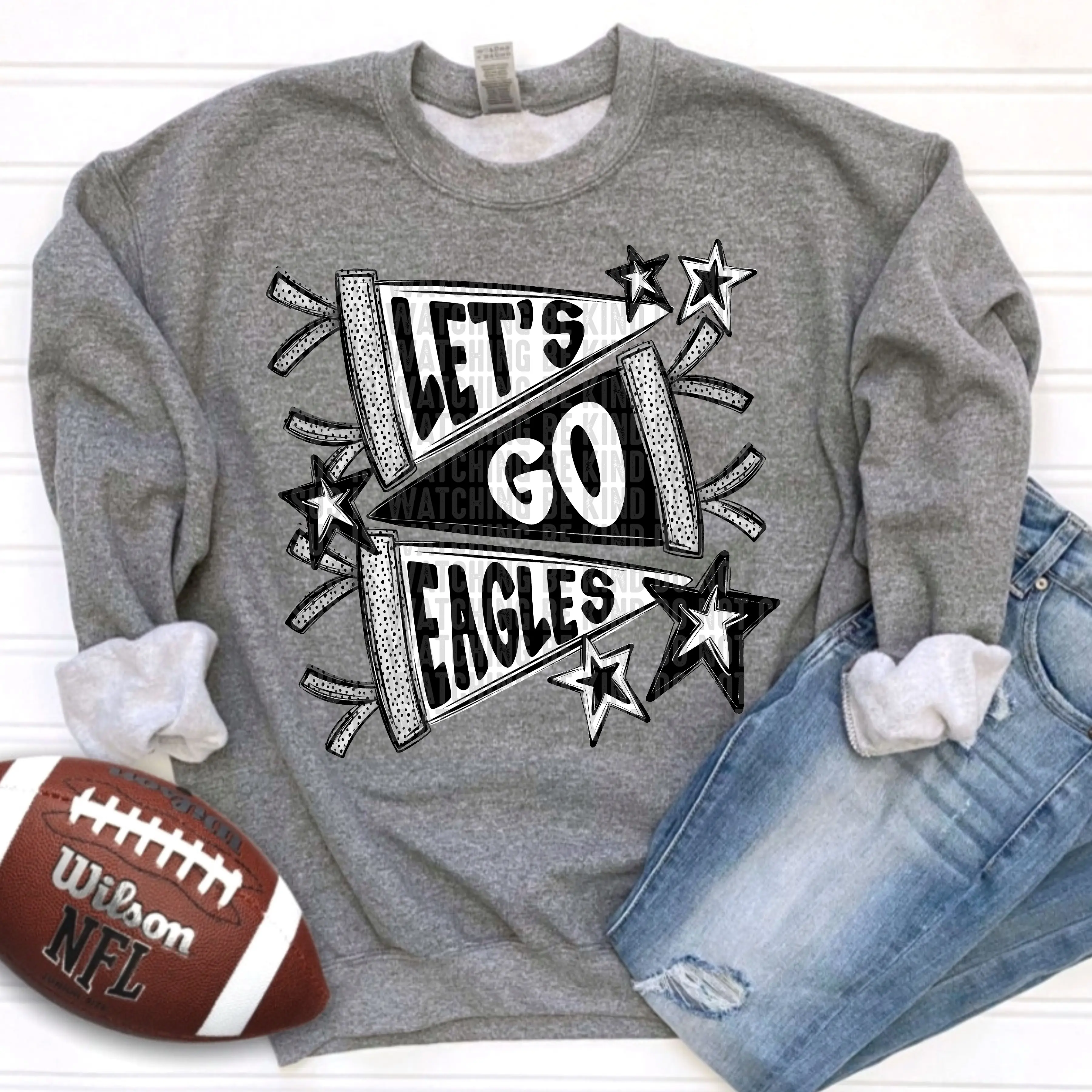 Let's Go Eagles Mascot Ready to Press Transfer Direct to Film DTF Transfers