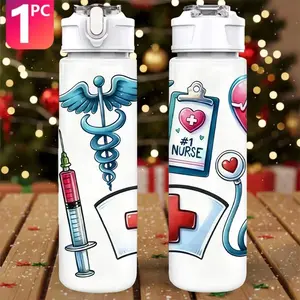 1pc Nurse tumbler| Water Bottle for nurs, Plastic Travel Leakproof Water Bottle With Lid & Straw, Medical school gift| Gift for nurse| Nurse Week