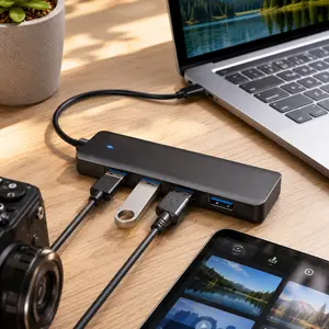 USB Hub 4 Ports, Multiple USB 3.0 Hub, USB A Splitter Ultra-Slim USB Expander for Mouse, Keyboard, Flash Drive, U Disk, Printer, Laptop PC, Desktop and More