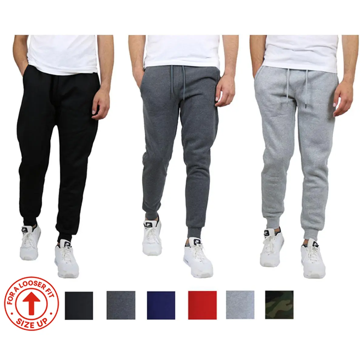 Men's 3 Pack Fleece Active Athletic Jogger Sweatpants with Drawstring Sizes S-2XL Breathable Men's 3 Pack Fleece Active Athletic Jogger Sweatpants with Drawstring Sizes S-2XL Breathable