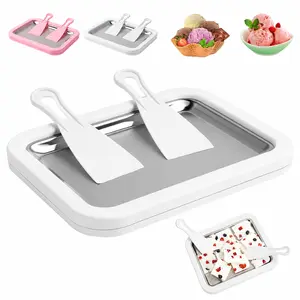 Rroetxi Rolled Ice Cream Maker – Instant Freeze Tray Kit with Stainless Steel Cold Plate & 2 Spatulas, DIY Ice Cream Roll Maker for Frozen Yogurt, Gelato & Sorbet, Fun Family Parent-Child Activity