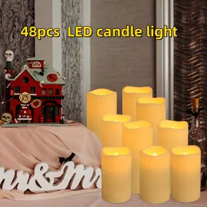 48 / set of flameless LED candle lights with 8 remotes and timers (H 4,5,6 inches x D 2.2 inches), wedding table decoration, Halloween, Christmas, home decoration, Wedding holiday decoration, Gift giving Anniversaries