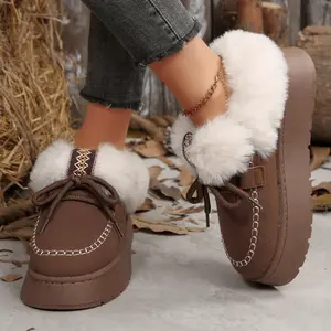 Women's Loafers Winter Mini Snow Boots Cozy Platform Slip On Fuzzy Slippers Warm And Durable Shoes Indoor Outdoor