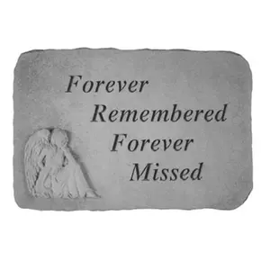 212 MAIN Kayberry Stone Memorial Sign, Weatherproof Grief Remembrance Decor – Decorative Hanging or Wall Mount Festive Decoration with Kneeling Angel