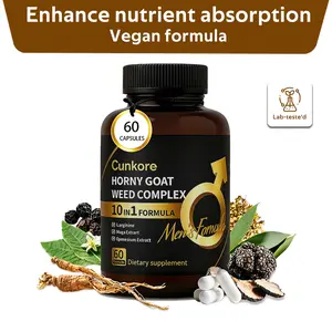 Cunkore 10-in-1 Horny Goat Weed Complex New Year Edition Natural Energy Stamina Performance Vegan Non-Toxic 60 Gel-Free Capsules Enhance Nutrient Absorption Supplement Healthcare - Edible, Fitness Fitness