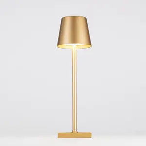 La Luz 13 inch Aluminum Cordless Table Lamps 5200 mAh Battery Operated, 3-Way Dimmable USB-C Port Rechargeable 3.5W Touch Light LED Lamp for Bedroom/Patio/Reading/Desk