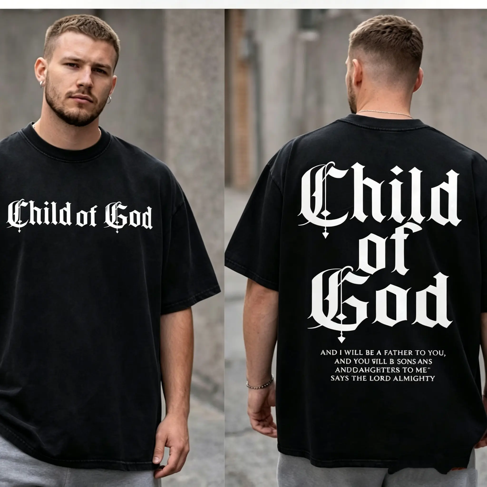Unisex 'Child of God' T-Shirt, Oversized Vintage Streetwear Style, Casual Short Sleeve Acid Wash Top in 100% Cotton Fabric