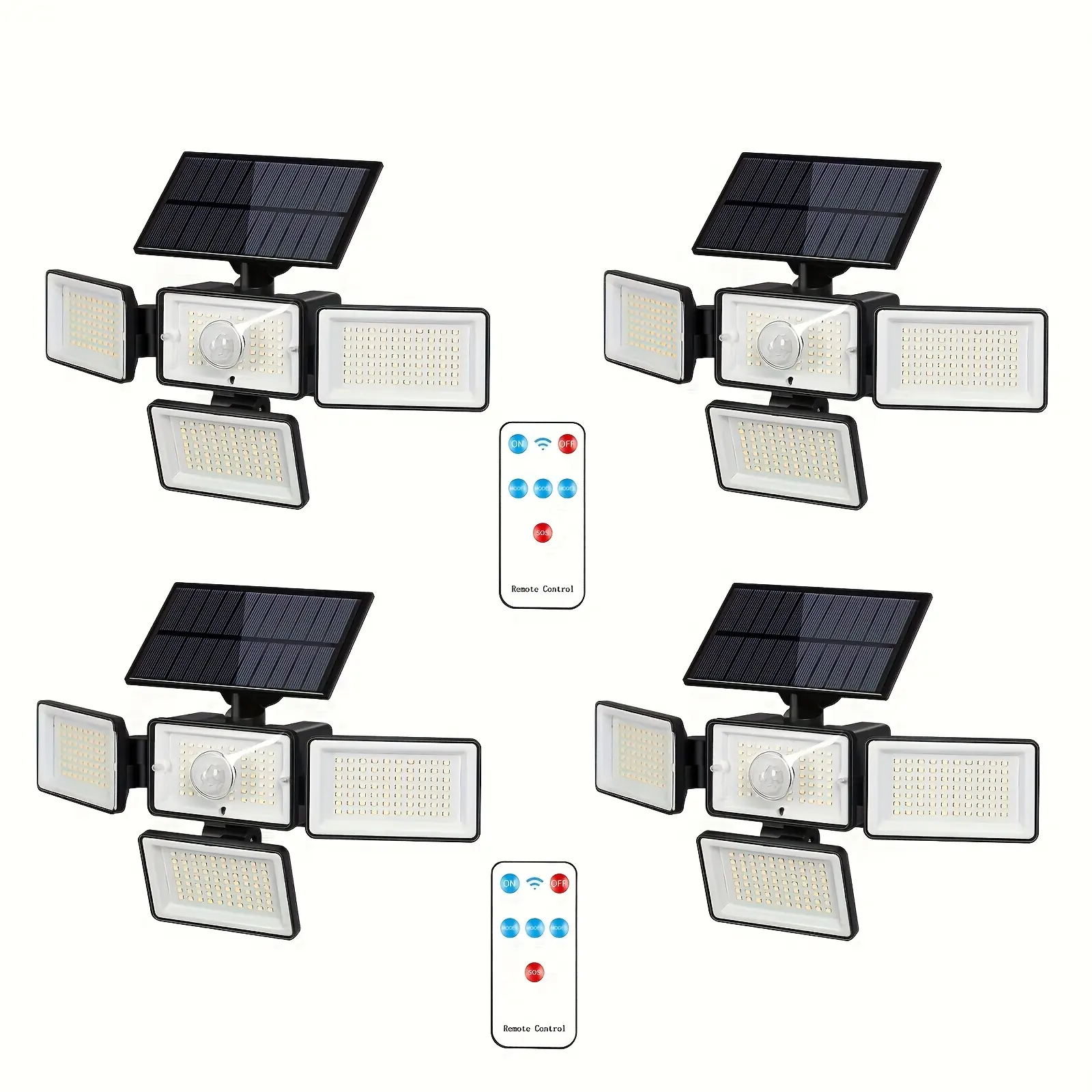 2/4pcs 288LED 2500lm Super Bright Wireless Solar Motion Sensor Outdoor Floodlight - Solar Powered Spotlight, Wireless Wall Lights, IP65 Waterproof, 4 Adjustment Modes, Automatic Intelligent Control, Remote, 1800mah Batteries, for Garden, Camping