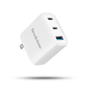 Brookstone PD 40W 3 Port Wall Charger- Dual USB-C and USB A Ports