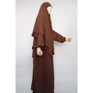 Semi Batwing Abaya and Diamond Khimar Set - Copper