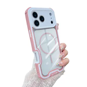 #Summervibes [Free!!Ship!] Mag Safe Four Corner Anti-Drop Rugged Case for iPhone 17 Pro Max 16 15 Shockproof Phone Cover with Dust Plug for Charging Port