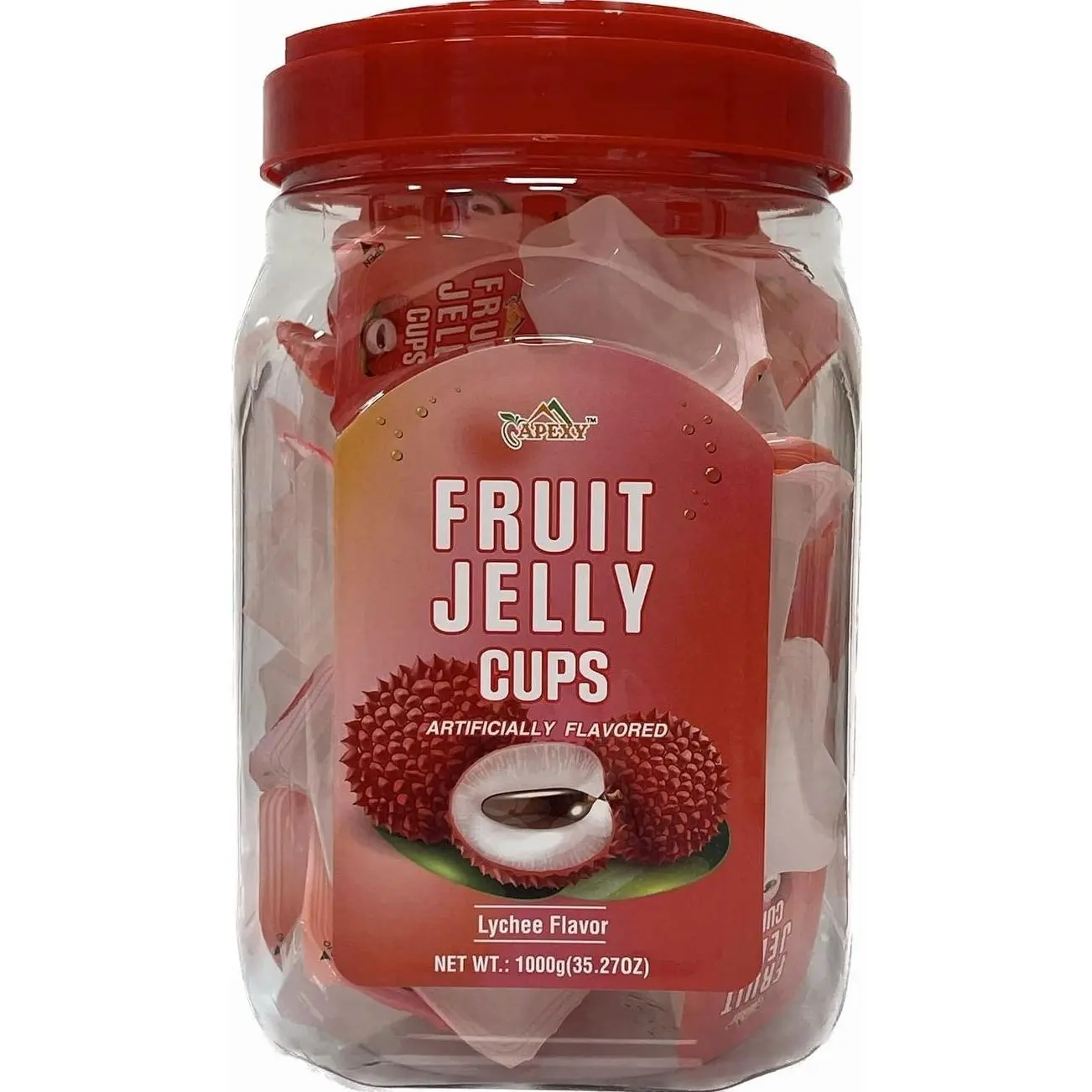 Apexy Fruit Jelly Cups, Lychee & Assorted Flavors Variety Pack, Juicy Bite-Size Jelly Snacks, Individually Wrapped, Fun Treat for Kids & Adults (Lychee 35.27oz)