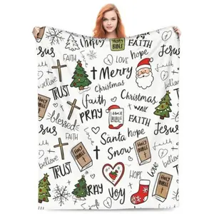 Super Soft Christian Bible Jesus Throw Blanket Premium Fleece 80x60 Inches Lightweight Cozy Warm for Bedroom & Living Room Decoration