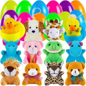Prefilled Easter Eggs Toys 12pcs and Stickers for Easter Egg Hunt plush bunny Stress Relief Toys Easter bunny Birthday gift fushigi ball Animal Plush Toys,toys of tiktok,toy gift,toys for toddlers,kid birthday,boy girl age,spring toys,small size