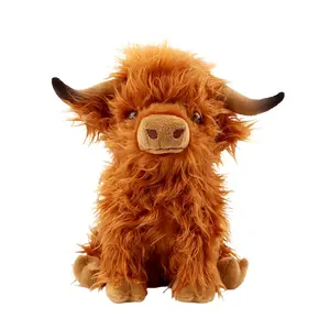 Highland Cow Stuffed Toy, Cute Fluffy Cow Plush Figure, Realistic Highland Cattle Decor for Kids, Teen Girls and Boys, Christmas Gift for Girlfriend