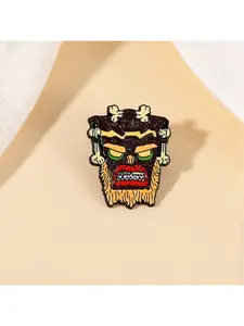 1pc quirky brooch, primitive tribal savage design, metal painted badge, jewelry, decorative pin, clothing bag medal, corsage