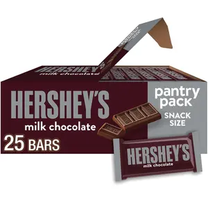 HERSHEY'S Milk Chocolate Snack Size, Candy Bars, 11.25 oz (25 Pieces) Bonbon Dessert