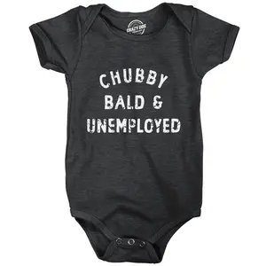 Chubby Bald and Unemployed Baby Bodysuit Funny Cute Jumper for Infants Funny Baby Onesies Funny Sarcastic Onesie Novelty Onesie Black -