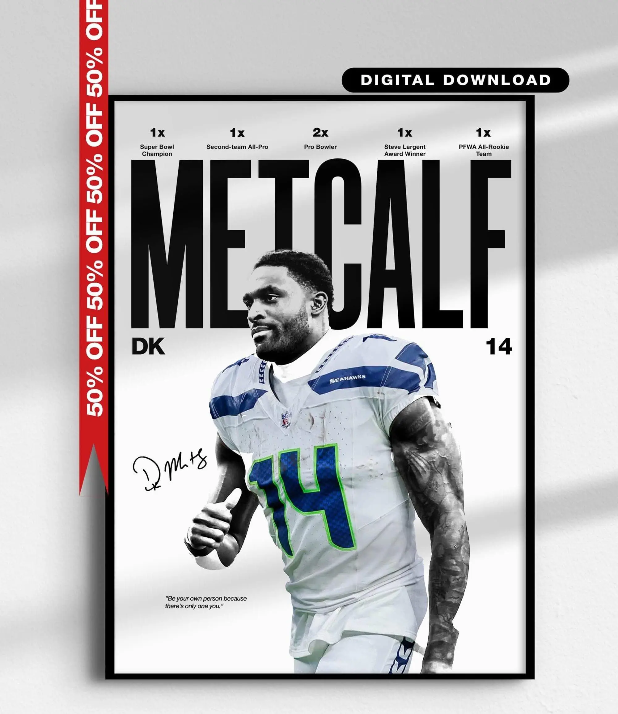 DK Metcalf Poster, Seattle Seahawks Wall Art,Seahawks Fan Gift, Home Decor( Unframed - Print Only )
