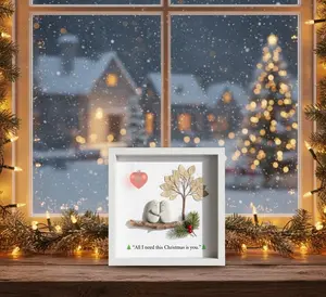 Romantic Couple Pebble Art Christmas Gift, Personalized Winter Keepsake for Husband/Wife, "All I Need Is You" Quote