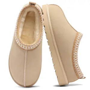 KIDMI Womens Suede Braided Slippers Mini Boots with Fluffy Fur Lining Short Ankle Boots for Autumn Winter Warm Casual Comfort Shoes Outdoor Waterproof House Shoes