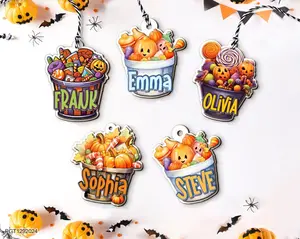 Personalized Name Halloween Basket Tags, Custom Halloween Name Tag, Pumpkin Halloween Name Tags, Basket Tag For Halloween Decorations